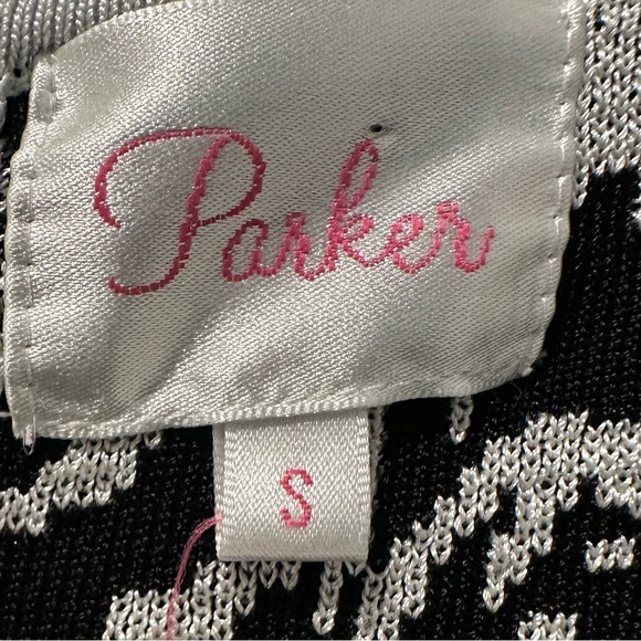 Parker New York Short Sleeve Jacquard Intarsia Knit High Contrast Mini Dress - Picture 4 of 8